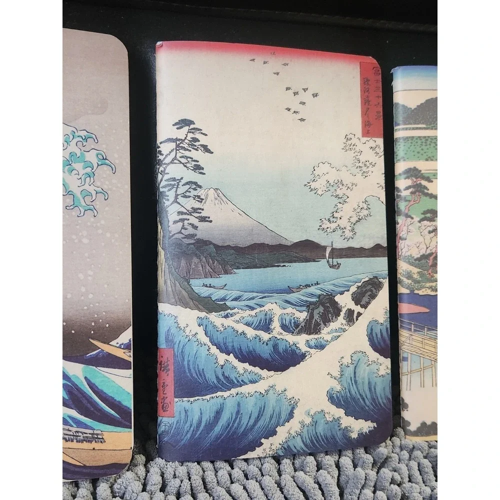 Chinese‎ Lined Journals with Ocean, Mountains, Tree Scenes Haiku Style Set of 3